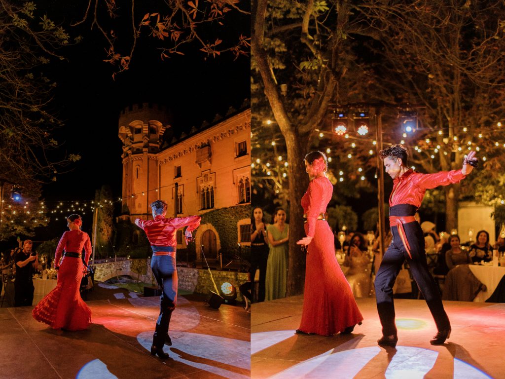 The Spanish feeling flamenco dance in a castle