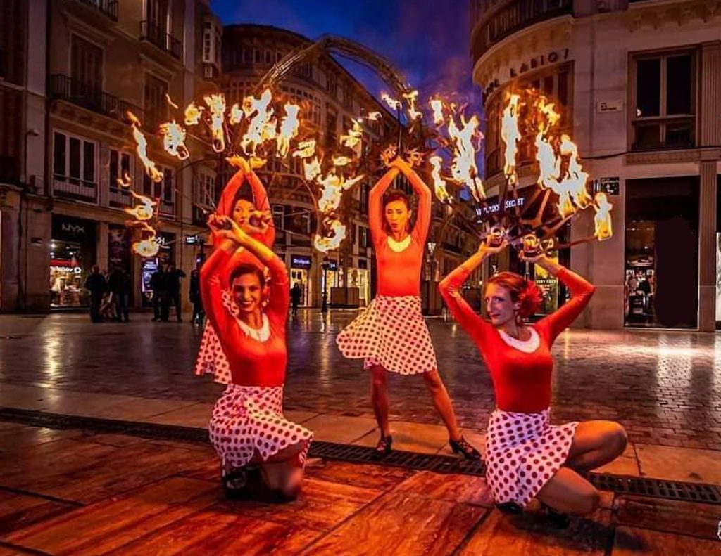 Flamenco dancers with fire