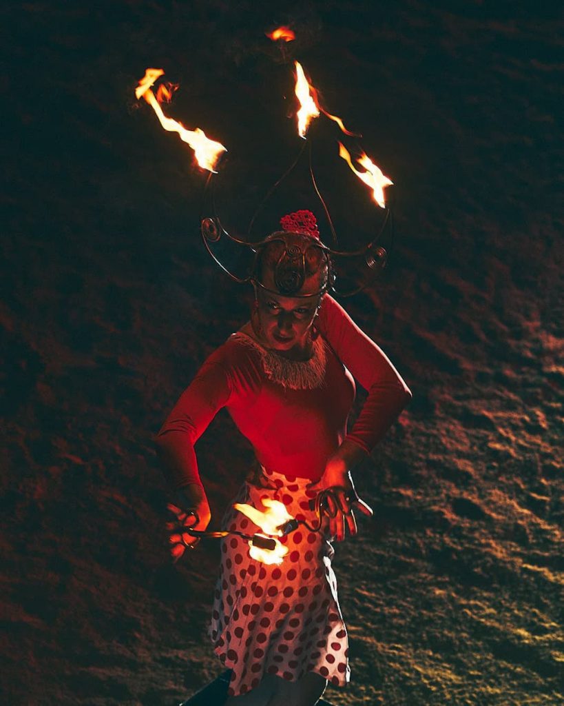 Flamenco dancers with fire for parties